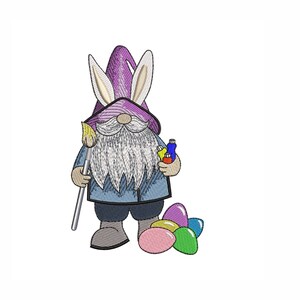 Easter Gnome embroidery design, 4 sizes, instant download.