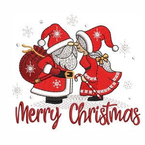 Santa & Mrs. Claus Christmas Gnomes Embroidery Design (4 Sizes) (Instant Download)