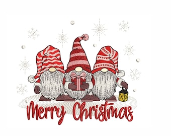 Weihnachts-Zwerge Stickdatei, Winter-Zwerge in 4 Größen zum sofortigen Download.