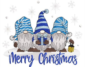 Christmas Gnomes embroidery design, Winter gnomes , 4 sizes, instant download.