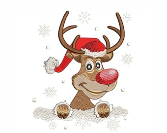 Reindeer Christmas Embroidery Design: Holiday Decor (5 Sizes) (Digital Download)
