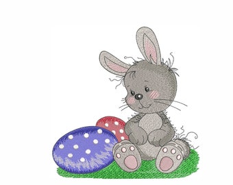 Motifs de broderie de lapin de Pâques, 4 tailles.