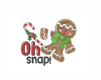 Gingerbread Man Christmas Embroidery Design: 6 Sizes (Digital Download)