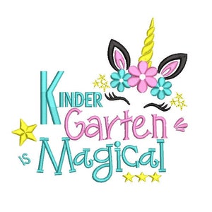 Desenho de bordado à máquina de unicórnio bebê: jardim de infância (download digital)