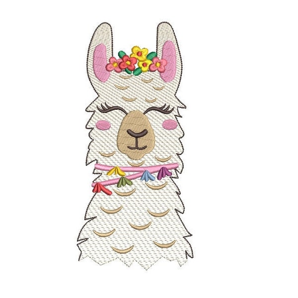 Lama with flowers embroidery design , 5 sizes.