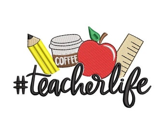 Teacher Life Embroidery Design: Back to School (Instant Download)