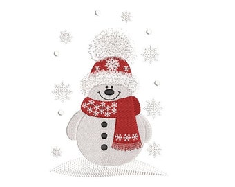 Snowman Machine Embroidery Design , winter embroidery, 4 sizes, instant download.