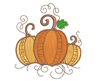 Pumpkin Machine Embroidery Design, Fall Embroidery (Instant Download)