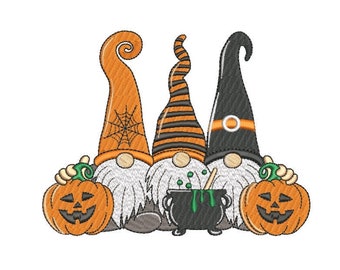 Halloween Gnome embroidery design, autumn embroidery, 4 sizes, instant download.