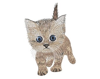 Kitten embroidery design, 4 sizes, instant download.
