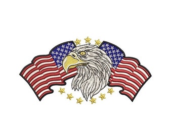 American Flag Eagle Embroidery Design: Patriotic 4th of July (Instant Download)