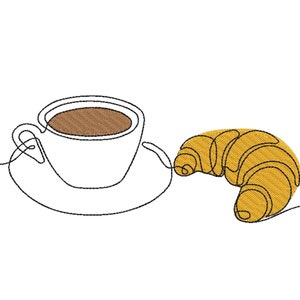 Cup of coffee machine embroidery design.