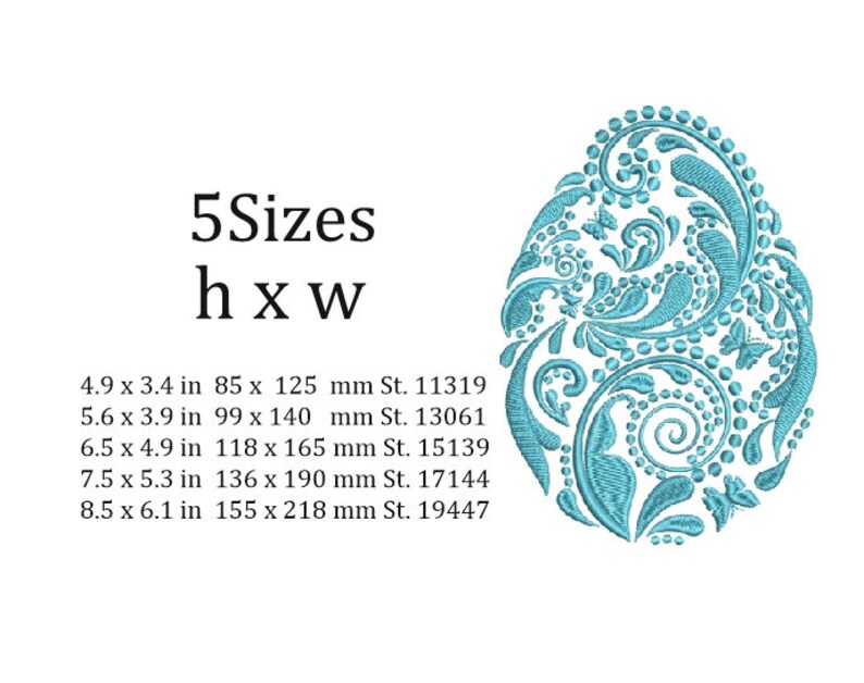 Easter Egg Embroidery Design, 5 Sizes. - Etsy