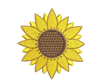 Sunflower embroidery design, 4 sizes.