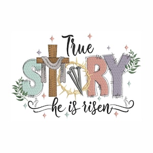 He is risen embroidery design, 6 sizes.