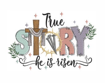 He is risen embroidery design, 6 sizes.