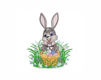 Motifs de broderie de lapin de Pâques, 4 tailles.