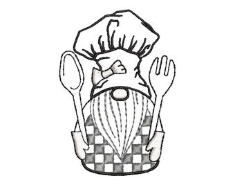 Borduurontwerp kookkabouter, 4 maten.