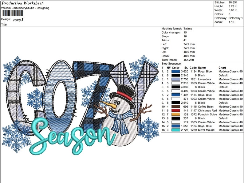 Schneemann Cozy Season Stickdatei, Maschinenstickdatei (6 Größen) Bild 6
