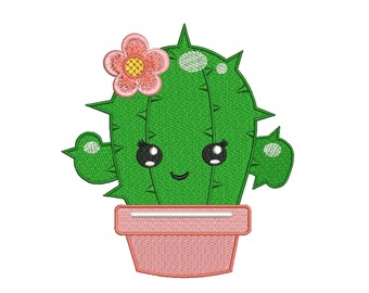 Cactus embroidery design, 4 sizes.