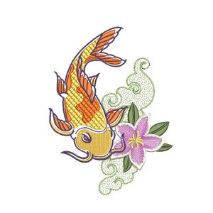 Koi Fish Machine Embroidery Design: Goldfish Pattern (Instant Download)