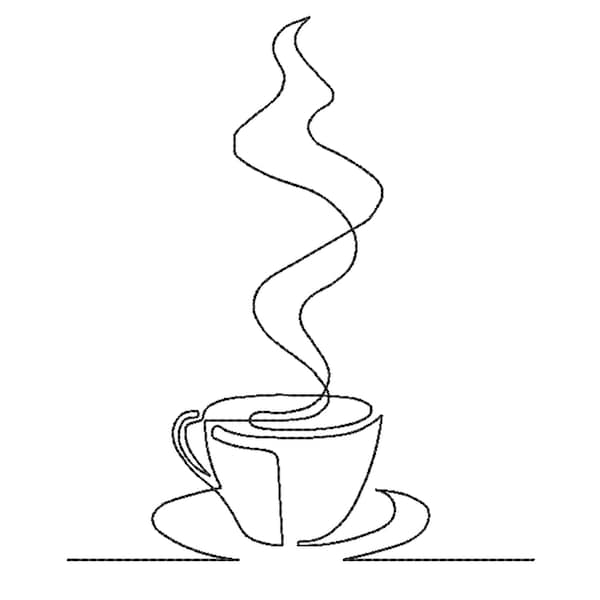 Cup of coffee machine embroidery design.