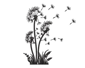 Dandelion embroidery design , 4 sizes.