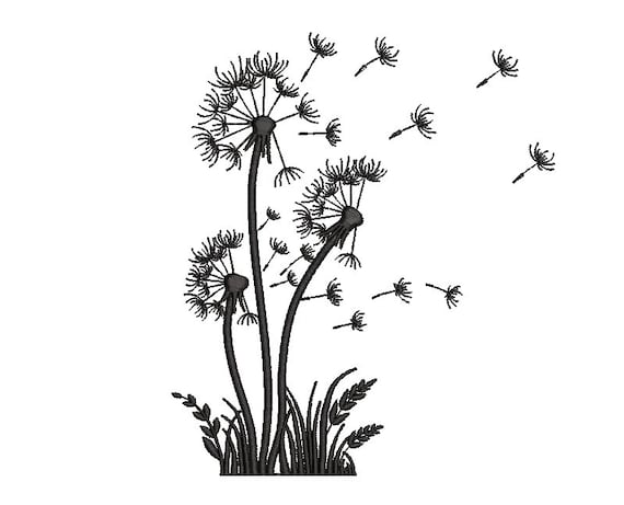 Dandelion embroidery design , 4 sizes.