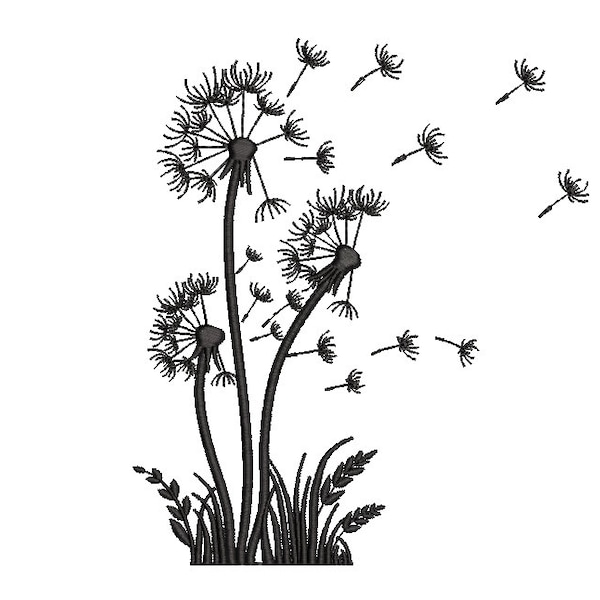 Dandelion embroidery design , 4 sizes.