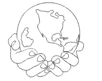 Planet in Hands Machine Embroidery Design: 5 Sizes (Instant Download)