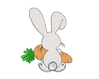 Bunny with carrot  machine embroidery designs, Spring Embroidery, 4 sizes, instant download.