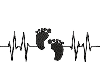 Baby foot embroidery designs,  4 sizes, Instant download.