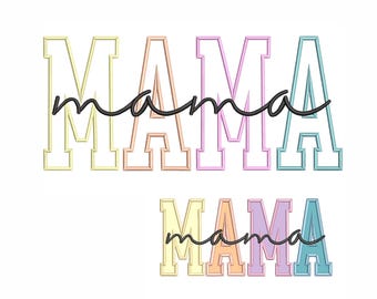 Mama Applikation Stickmuster, Muttertag Stickmuster, 5 Größen, Instant Download.