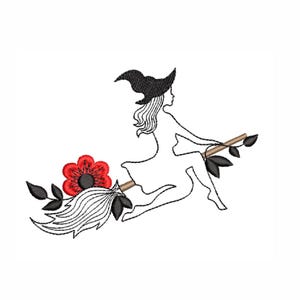 Halloween Witch Embroidery Design: Broomstick Applique (4 Sizes, Instant Download