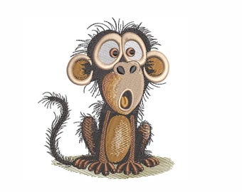 Funny Monkey Machine Embroidery Design: Quirky Animal File (5 Sizes)