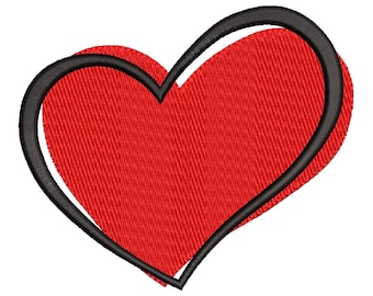 Heart embroidery design, 5 sizes, instant download.