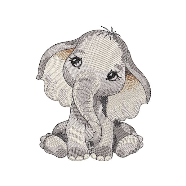 Elephant embroidery design, 5 sizes, instant download.