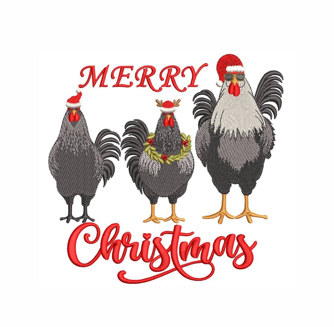 Christmas Chickens Embroidery Design, Thanksgiving Chicken Machine