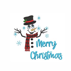 Snowman Machine Embroidery Design , Merry Christmas embroidery , winter embroidery, 4 sizes.