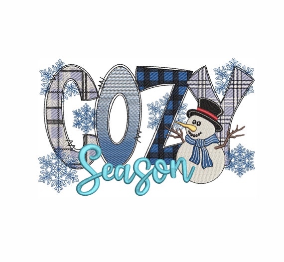 Snowman Cozy Season Machine Embroidery Design (6 Sizes)