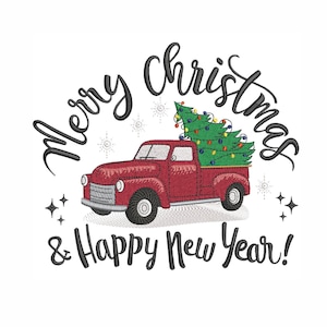 Christmas Tree Truck Embroidery Design: Holiday Decor (Instant Download)