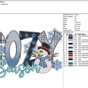 Schneemann Cozy Season Stickdatei, Maschinenstickdatei (6 Größen) Bild 3