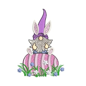 Easter Gnome embroidery design, 4 sizes, instant download.