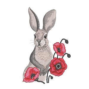 Bunny  embroidery designs, Hare embroidery, 4 sizes.