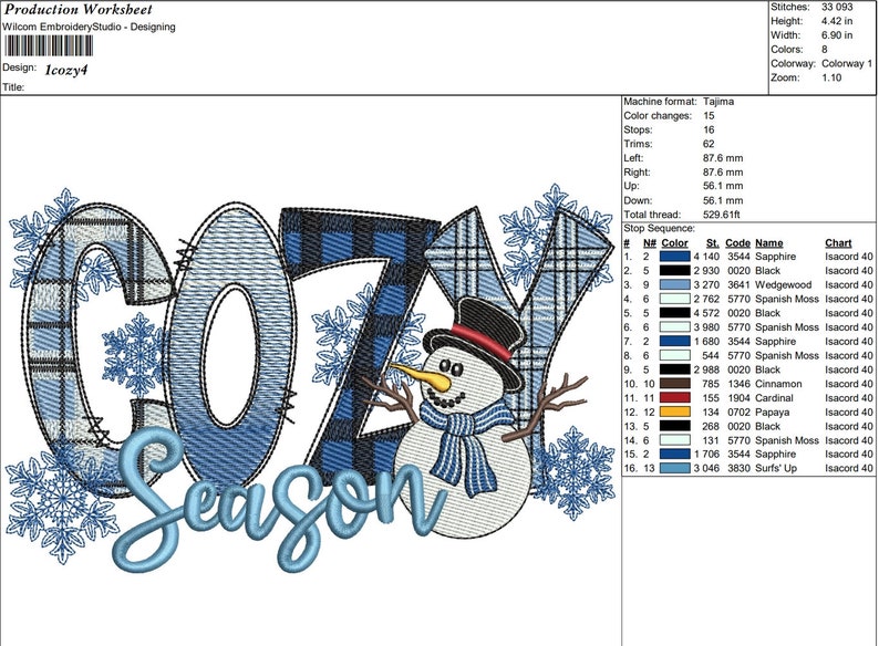 Schneemann Cozy Season Stickdatei, Maschinenstickdatei (6 Größen) Bild 8