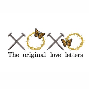 Máquina de bordar con letras de amor originales, bordado de Pascua de Jesús, 7 tamaños, descarga instantánea.