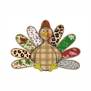 Funny Turkey Applique Embroidery Design: Thanksgiving Fall Decor (5 Sizes) (Digital Download)