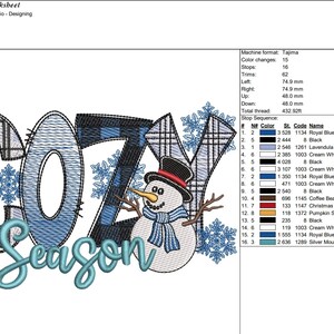 Schneemann Cozy Season Stickdatei, Maschinenstickdatei (6 Größen) Bild 4