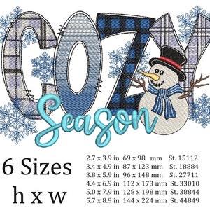 Schneemann Cozy Season Stickdatei, Maschinenstickdatei (6 Größen) Bild 2