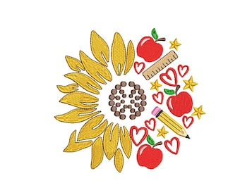 Teacher Sunflower Embroidery Design: Back to School (Instant Download)